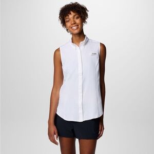 Columbia Women's Tamiami White Sleeveless Button Down Shirt